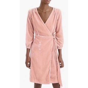 J Crew Wrap Dress 10 Pink Crushed Velvet $148 NEW